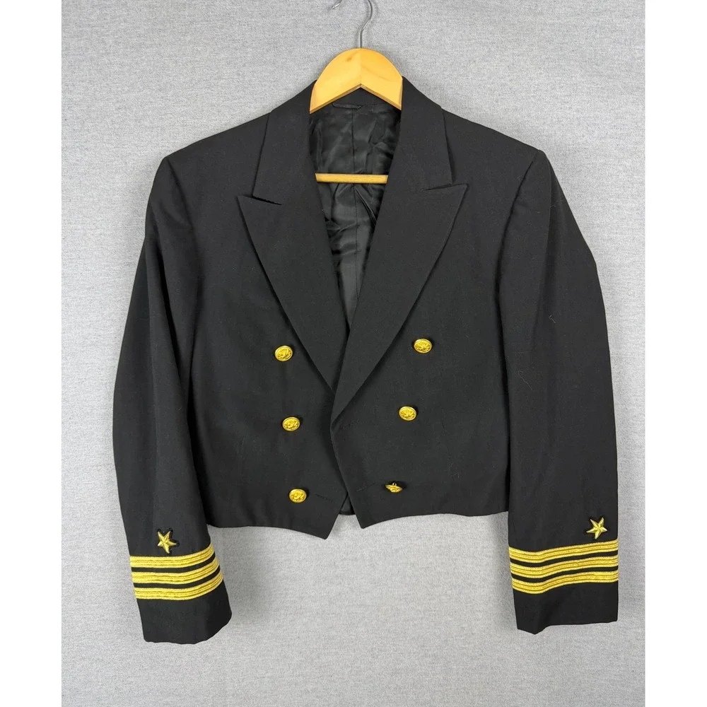 Vintage Novakoff Bros US Navy Dress Mess Jacket 36R Navy Blue Gold Buttons Star
